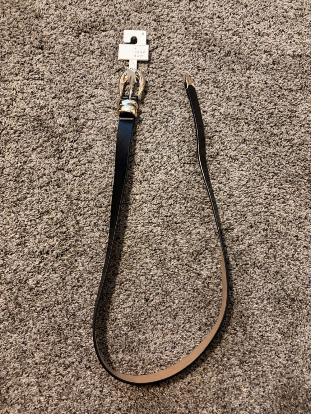 a new day Black Skinny Belt with Gold Buckle
